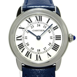 カルティエ Cartier 腕時計 ロンドソロSM WSRN0019 レディース SS/革ベルト シルバー【中古】20240531