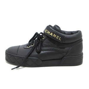 シャネル CHANEL スニーカー 36 C レディース 美品 CHANELロゴ G34967 黒 レザー【中古】20240602