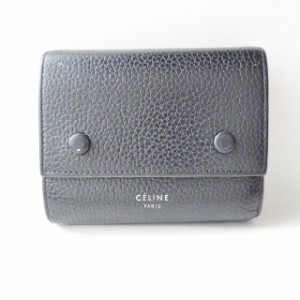 セリーヌ CELINE 3つ折り財布 レディース モール フォールデッドマルチファンクション 黒 レザー【中古】20240605