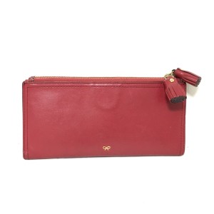 アニヤハインドマーチ Anya Hindmarch 長財布 レディース - レッド×ボルドー×オレンジ タッセル レザー【中古】20240611