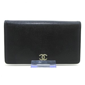 シャネル CHANEL 長財布 レディース - 黒 ココマーク/シルバー金具 キャビアスキン【中古】20240519