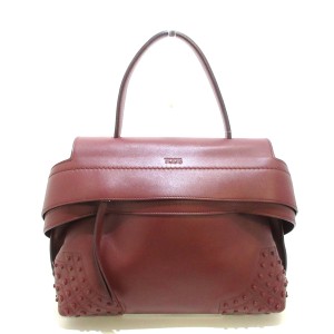 トッズ TOD'S ハンドバッグ レディース ウェーブ ボルドー レザー【中古】20240524