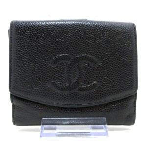 シャネル CHANEL Wホック財布 レディース - 黒 キャビアスキン【中古】20240603