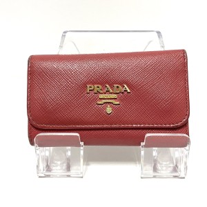 プラダ PRADA キーケース レディース - 1PG222 ピンク 6連フック レザー【中古】20240610