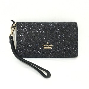 ケイトスペード Kate spade 3つ折り財布 レディース 美品 - WLRU5146 黒 グリッター【中古】20240611