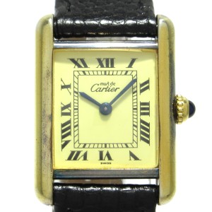 カルティエ Cartier 腕時計 マストタンクヴェルメイユSM W1003154 レディース 925/社外ベルト アイボリー【中古】20240605