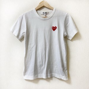 プレイコムデギャルソン PLAY COMMEdesGARCONS 半袖Tシャツ サイズM レディース - 白×レッド クルーネック【中古】20240612