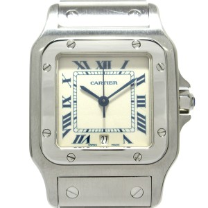 カルティエ Cartier 腕時計 サントスガルベLM W20018D6 レディース SS/ブルーローマンインデックス アイボリー【中古】20240524