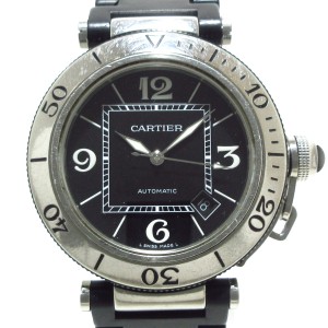 カルティエ Cartier 腕時計 パシャシータイマー W31077U2 メンズ SS/ラバーベルト 黒【中古】20240526