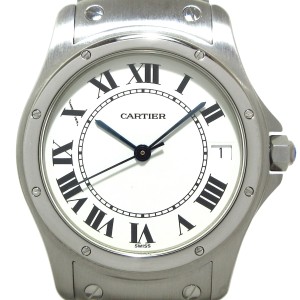 カルティエ Cartier 腕時計 美品 サントスクーガーLM メンズ SS 白【中古】20240602