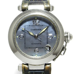 カルティエ Cartier 腕時計 パシャC W3104645 ボーイズ シェル文字盤/革ベルト ブラックシェル【中古】20240611