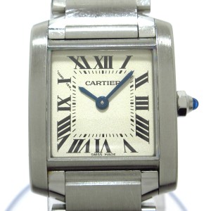 カルティエ Cartier 腕時計 タンクフランセーズSM W51008Q3 レディース SS アイボリー【中古】20240609