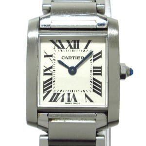 カルティエ Cartier 腕時計 タンクフランセーズSM W51008Q3 レディース SS 白【中古】20240609