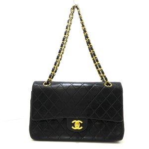 シャネル CHANEL ショルダーバッグ レディース ダブルフラップマトラッセ 黒 ラムスキン【中古】20240608