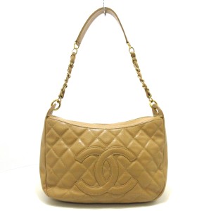 シャネル CHANEL ショルダーバッグ レディース マトラッセ ベージュ チェーンショルダー/ゴールド金具 キャビアスキン【中古】20240608