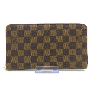 ルイヴィトン LOUIS VUITTON 長財布 ダミエ レディース ジッピーオーガナイザー N60003 エベヌ ダミエ・キャンパス【中古】20240506