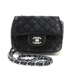 シャネル CHANEL ショルダーバッグ レディース ミニマトラッセ 黒 ベロア【中古】20240526