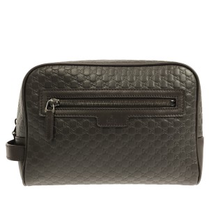 グッチ GUCCI セカンドバッグ レディース 美品 マイクログッチシマ 419775 ダークブラウン レザー【中古】20240607