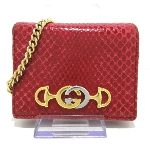 グッチ GUCCI 2つ折り財布 レディース ズゥミ 570660 ボルドー パイソン【中古】20240511