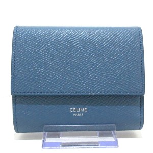 セリーヌ CELINE 3つ折り財布 レディース 美品 スモール トリフォールドウォレット 10B573BEL.07SU ブルー【中古】20240512