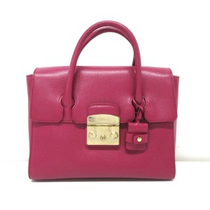 フルラ FURLA ハンドバッグ レディース メトロポリスサッチェル パープル レザー【中古】20240430