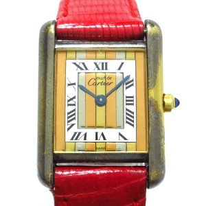 カルティエ Cartier 腕時計 マストタンクヴェルメイユ レディース 925/社外ベルト スリーカラー×白【中古】20240617