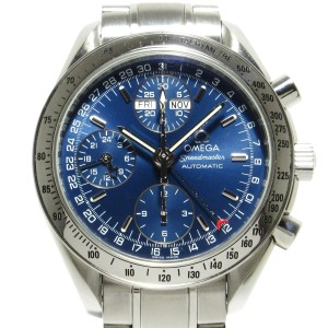 オメガ OMEGA 腕時計 スピードマスター デイデイト 3523.80 メンズ SS ブルー【中古】20240514