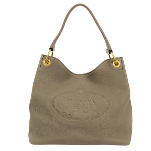 プラダ PRADA ショルダーバッグ レディース 美品 - 1BC051 グレーベージュ 革タグ レザー【中古】20240606