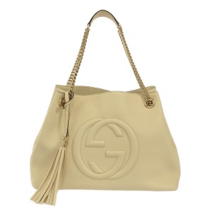 グッチ GUCCI ショルダーバッグ レディース ソーホー 536196 アイボリー レザー【中古】20240606