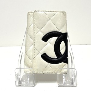 シャネル CHANEL キーケース レディース カンボンライン 白×黒 6連フック レザー【中古】20240608