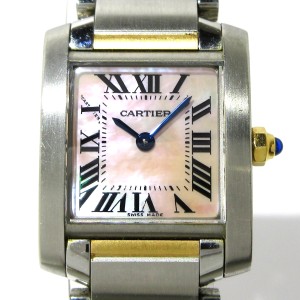 カルティエ Cartier 腕時計 タンクフランセーズSM W51027Q4 レディース SS×K18PG/シェル文字盤 ピンクシェル【中古】20240610