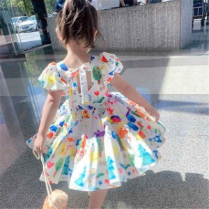 子供服 ワンピース キッズ 女の子 春夏 半袖 花柄ワンピース 韓国子ども服 オールインワン 子供ドレス dress ベビー服 お姫様 おしゃれ