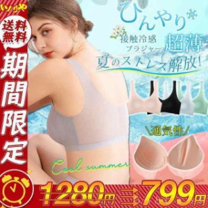 ブラジャー 接触冷感 ナイトブラ 夏用 シームレス ノンワイヤー パッド取り外し可 通気性 育乳 ひんやり 脇肉補正