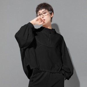Tシャツ レディース シャツ モード系 トップス 長袖 個性的 カットソー ボリューム袖 ゆったり 大人 きれいめ 黒 薄手 韓国ファッション