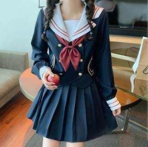 ジャケット セーラー 魅せる トップス 制服 セーラー服 ショート丈 袖あり 長袖 襟付き スリム 細身 ボタン ポケット リボン 大人女子