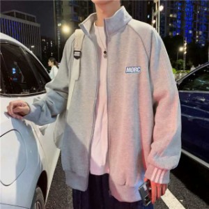 パーカー メンズ ブルゾン サイドライン 羽織り フード付きジャケット アウター 韓国 ストリート系 ファッション 黒 高校生 学生 10代 20