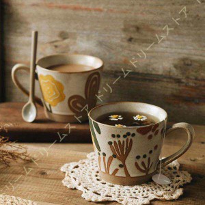 マグカップ 可愛い花柄 陶器 雑貨 男性 女性 コーヒー お茶 マグ カップ 結婚祝い 記念日 ギフト プレゼント 祝い 誕生日 還暦 記念 おし