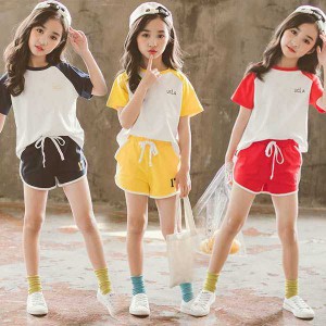 スポーツウェア スウェット 上下セット 女の子 子供 キッズ tシャツ Tシャツ セットアップ ショートパンツ ジャージ