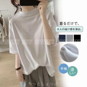 Tシャツ レディース 半袖 トップス カットソー カジュアル 快適 無地 薄手 涼しい 普段着 ルームウェア 重ね着 春 夏 セール