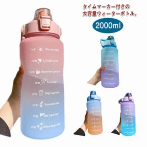 2000ml ボトル 水筒 ストロー付き 大容量 ウォーターボトル プラスチック 直飲み 2リットル 運動水筒 スポーツドリンクボトル 軽い 子供