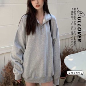 パーカー レディース 秋コーデ プルオーバー ポロシャツ スウェット トレーナー ゆったり 秋服 カジュアル