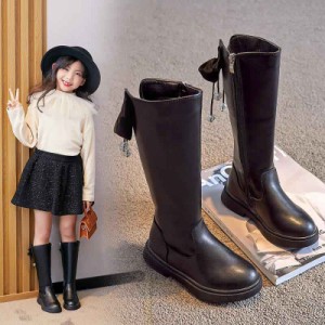 子供 ニーハイブーツ 女の子 ロングブーツ ジッパー付き 脱ぎ履き便利 可愛い 保温靴 16.5-22.8cm