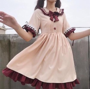 ワンピース リボンゴスロリ Lolita 春秋ドレス ロリータファッション フリル 膝丈 萌え萌え系 ワンピース イベント オフ会 コスプ