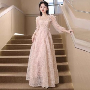 イブニングドレスに高級感のあるドレスが新登場フレンチセレブ気品あふれるピンクの花