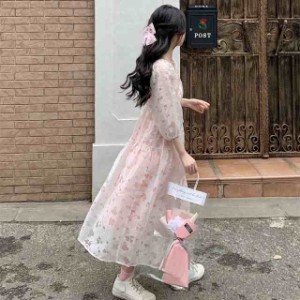 ピンク 花柄 ドレス ワンピース ロングスカート
