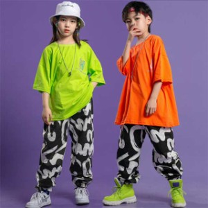 キッズダンス衣装 セットアップ 男の子 女の子 キッズ ダンス 衣装 半袖 tシャツ パンツ 子供服 ヒップホップ おしゃれ ジュニア 男女兼