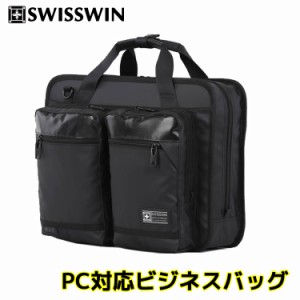 SWISSWIN ビジネスバッグ | 14インチワイド 多ポケットタイプ メンズ パソコンバッグ A4書類収納可 ビジネスバック PCバッグ SW08961