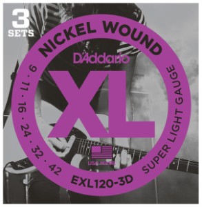 ダダリオ EXL120-3D エレキギター弦（Super Light）D'Addario XL NICKEL[EXL1203D] 返品種別A