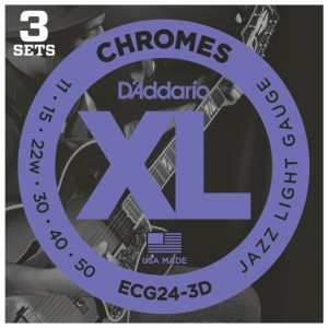 ダダリオ ECG24-3D エレキギター弦（Jazz Light）D'Addario　XL CHROMES[ECG243D] 返品種別A