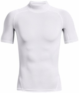 アンダーアーマー 1372586-100-LG ヒートギアアーマー コンプレッション モック ショートスリーブシャツ（White / Black・サイズ：LG(L)